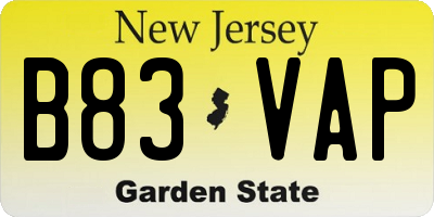 NJ license plate B83VAP