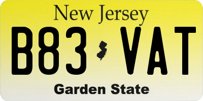 NJ license plate B83VAT