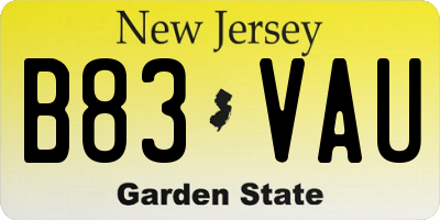 NJ license plate B83VAU