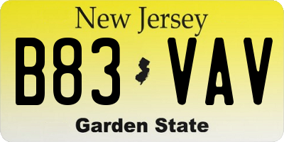 NJ license plate B83VAV