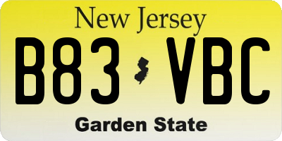 NJ license plate B83VBC