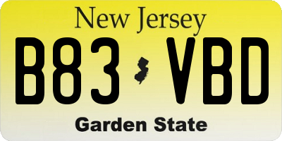 NJ license plate B83VBD
