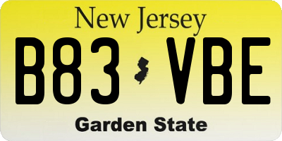 NJ license plate B83VBE