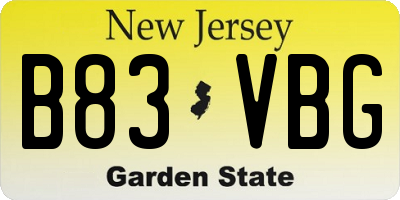 NJ license plate B83VBG