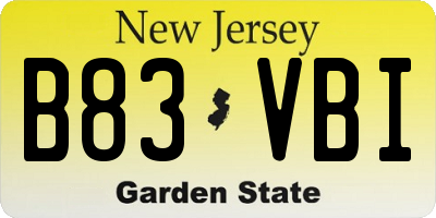 NJ license plate B83VBI
