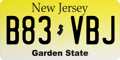 NJ license plate B83VBJ