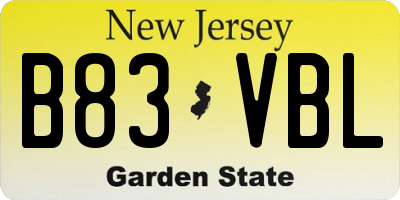 NJ license plate B83VBL