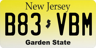 NJ license plate B83VBM