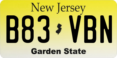 NJ license plate B83VBN