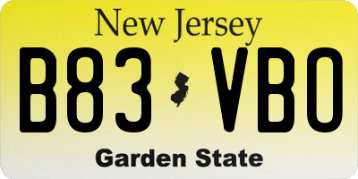 NJ license plate B83VBO