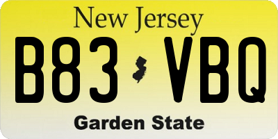 NJ license plate B83VBQ