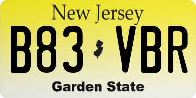 NJ license plate B83VBR