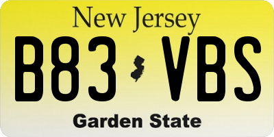 NJ license plate B83VBS
