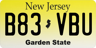 NJ license plate B83VBU