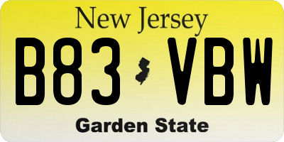 NJ license plate B83VBW
