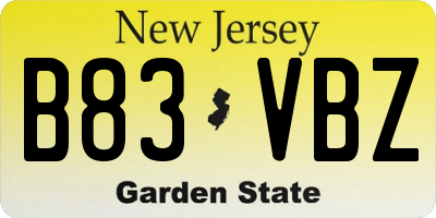 NJ license plate B83VBZ