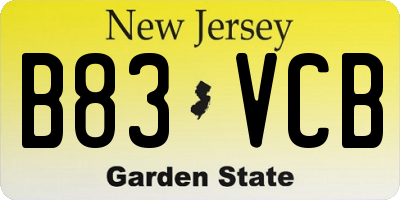 NJ license plate B83VCB