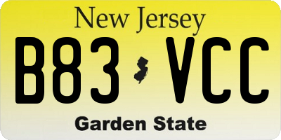NJ license plate B83VCC