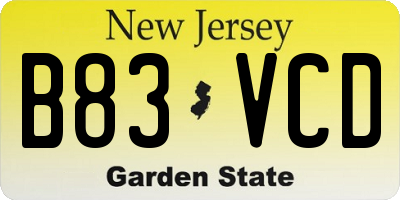 NJ license plate B83VCD