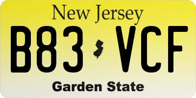 NJ license plate B83VCF