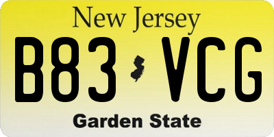 NJ license plate B83VCG