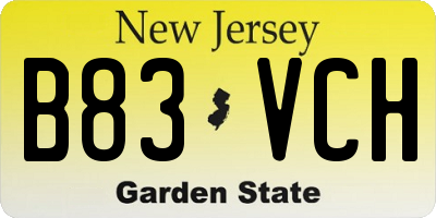 NJ license plate B83VCH