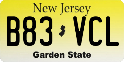 NJ license plate B83VCL