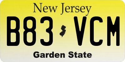 NJ license plate B83VCM