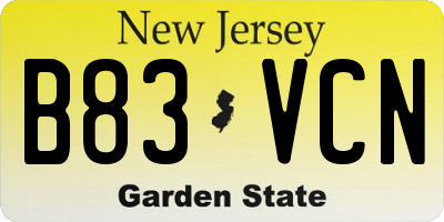 NJ license plate B83VCN