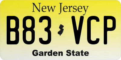 NJ license plate B83VCP
