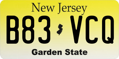 NJ license plate B83VCQ