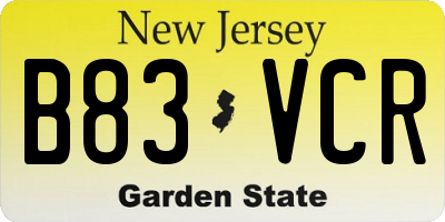 NJ license plate B83VCR