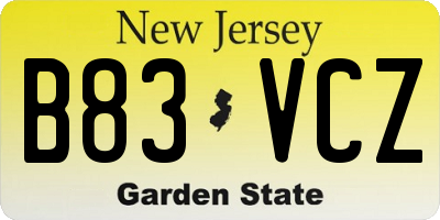 NJ license plate B83VCZ