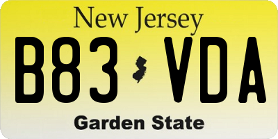 NJ license plate B83VDA
