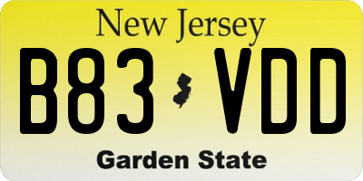 NJ license plate B83VDD
