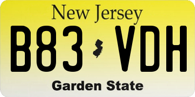 NJ license plate B83VDH