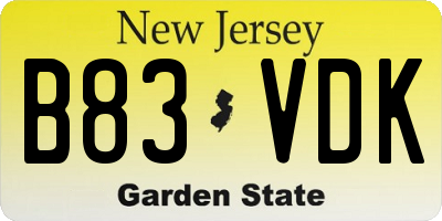 NJ license plate B83VDK