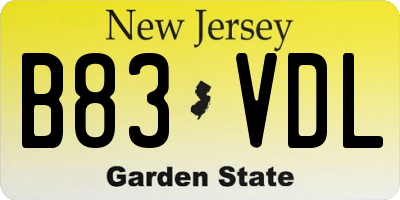 NJ license plate B83VDL