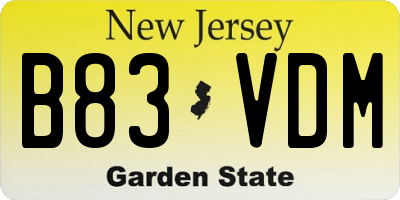 NJ license plate B83VDM