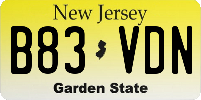 NJ license plate B83VDN