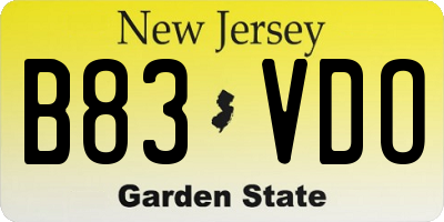 NJ license plate B83VDO