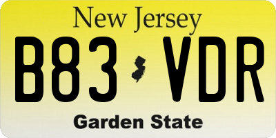 NJ license plate B83VDR