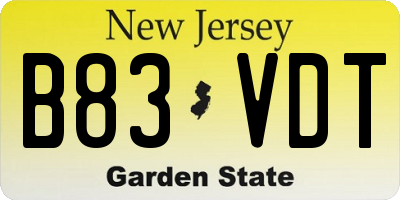 NJ license plate B83VDT