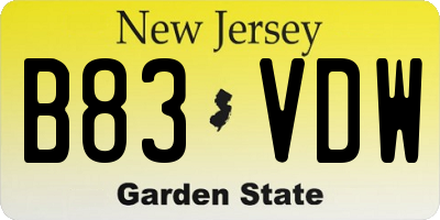 NJ license plate B83VDW