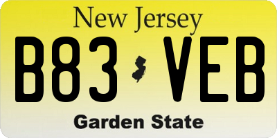 NJ license plate B83VEB