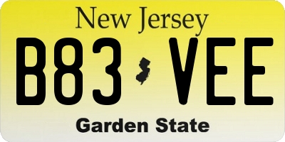 NJ license plate B83VEE