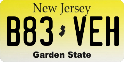 NJ license plate B83VEH