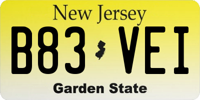 NJ license plate B83VEI