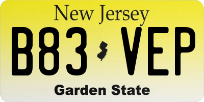 NJ license plate B83VEP