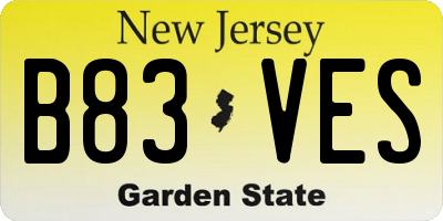 NJ license plate B83VES